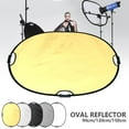 thumbnail image 1 of 5-in-1 Oval Folding Reflector Set Portable Diffuser Foldable Portable Gold  Silver  White  Black and Transparent Photography Reflector with Handle, 1 of 8