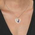 thumbnail image 3 of Gem Stone King Two Tone White Moissanite Purple Amethyst Blue Created Sapphire `Forever in My Heart` Engraved Pendant Necklace for Women (1.34 cttw, Heart Shape 5MM, 18 inch Chain), 3 of 3