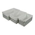 thumbnail image 4 of Set of 3 Rectangular White Lined and Metal Wire Baskets, 4 of 4