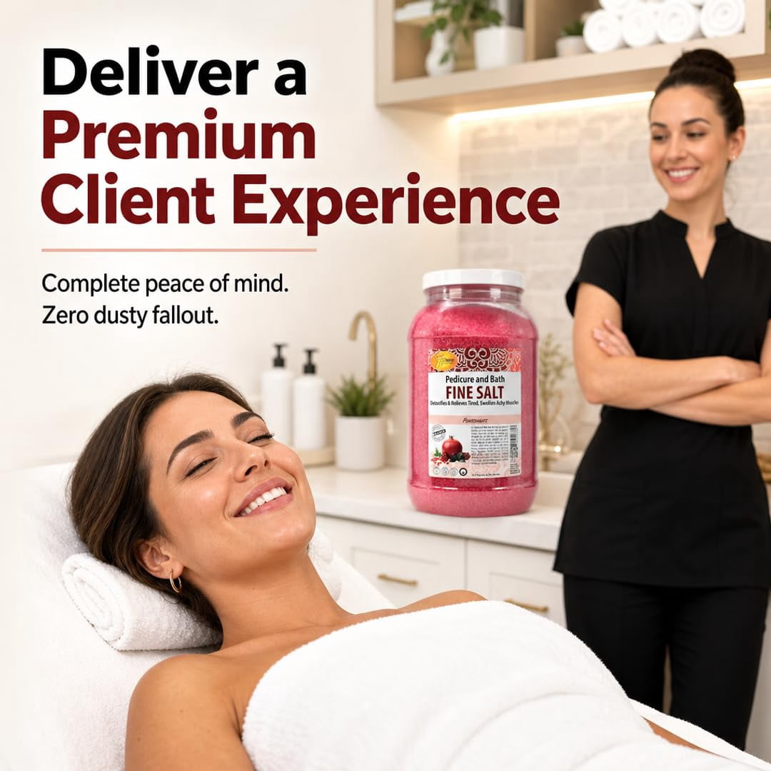 SPA REDI - Detox Foot Soak Pedicure and Bath Fine Salt, Pomegranate, 128 Oz - Made with Dead Sea Salts, Argan Oil, Coconut Oil, and Essential Oil - Hydrates, Softens and Moisturizes