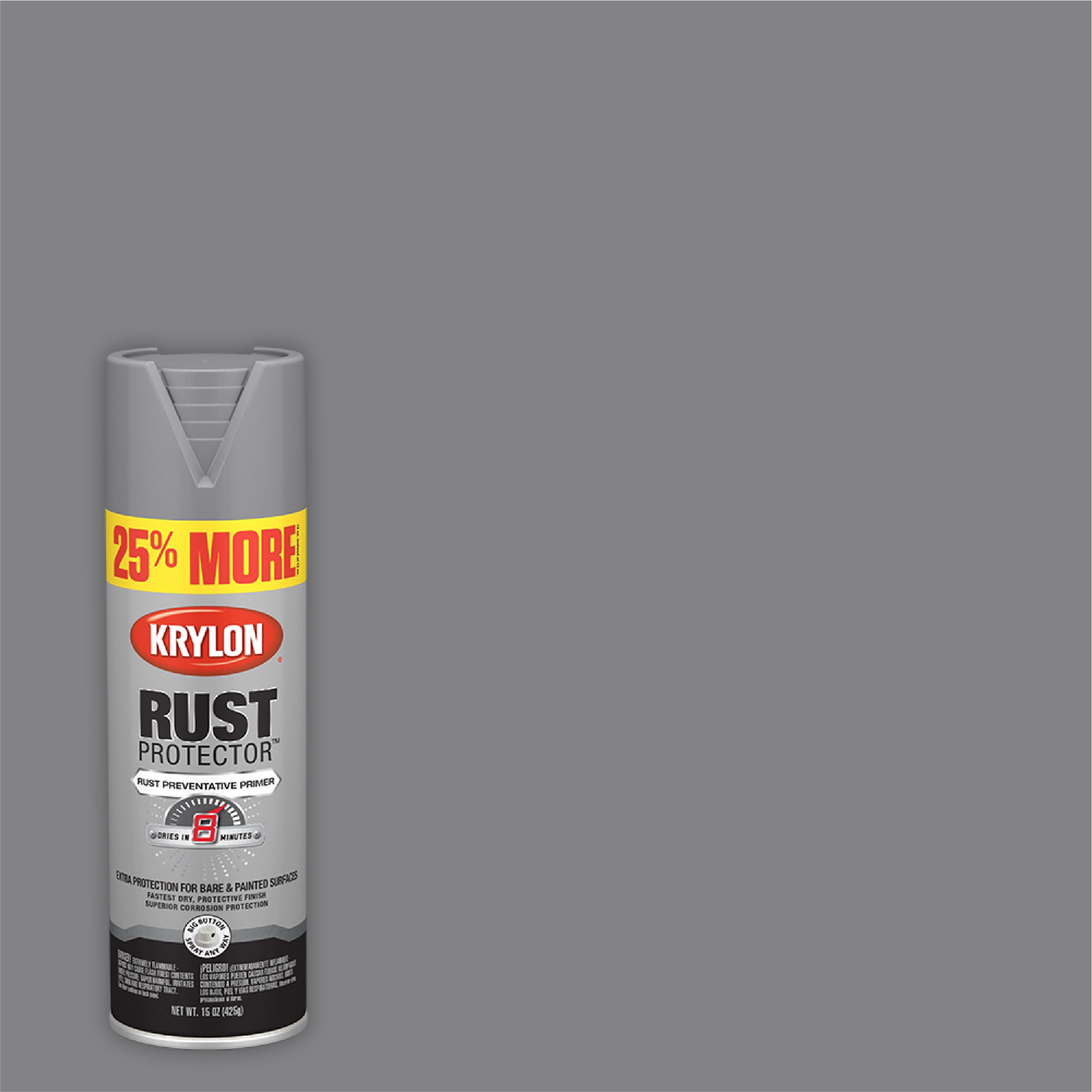 Krylon Rust Protector Rust Preventative Primer Spray Paint, Flat, Gray, 15 oz