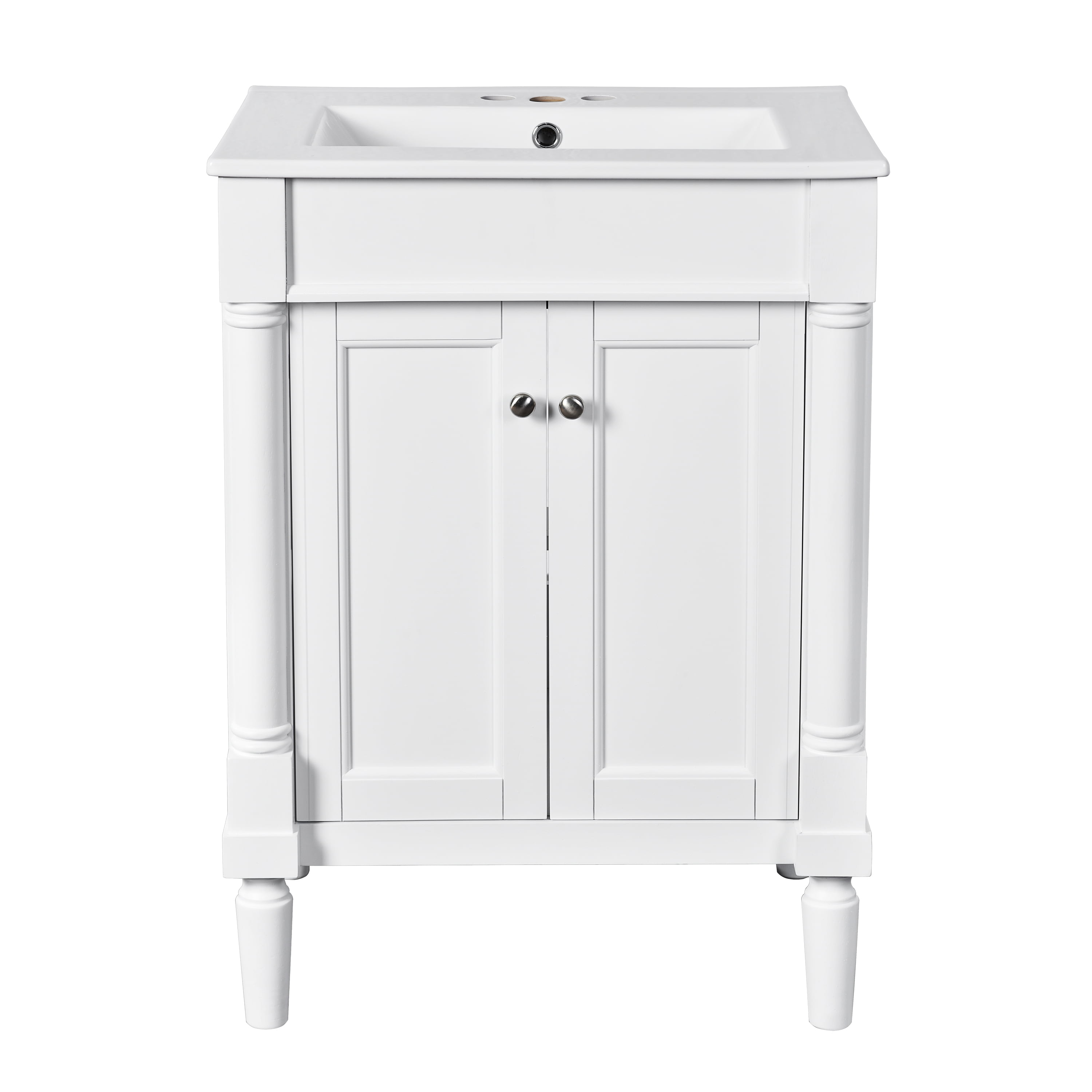 Euroco Modern Bathroom Vanity with Hole Basin, Dual Storage Shelves, and Enclosed Cabinet Design