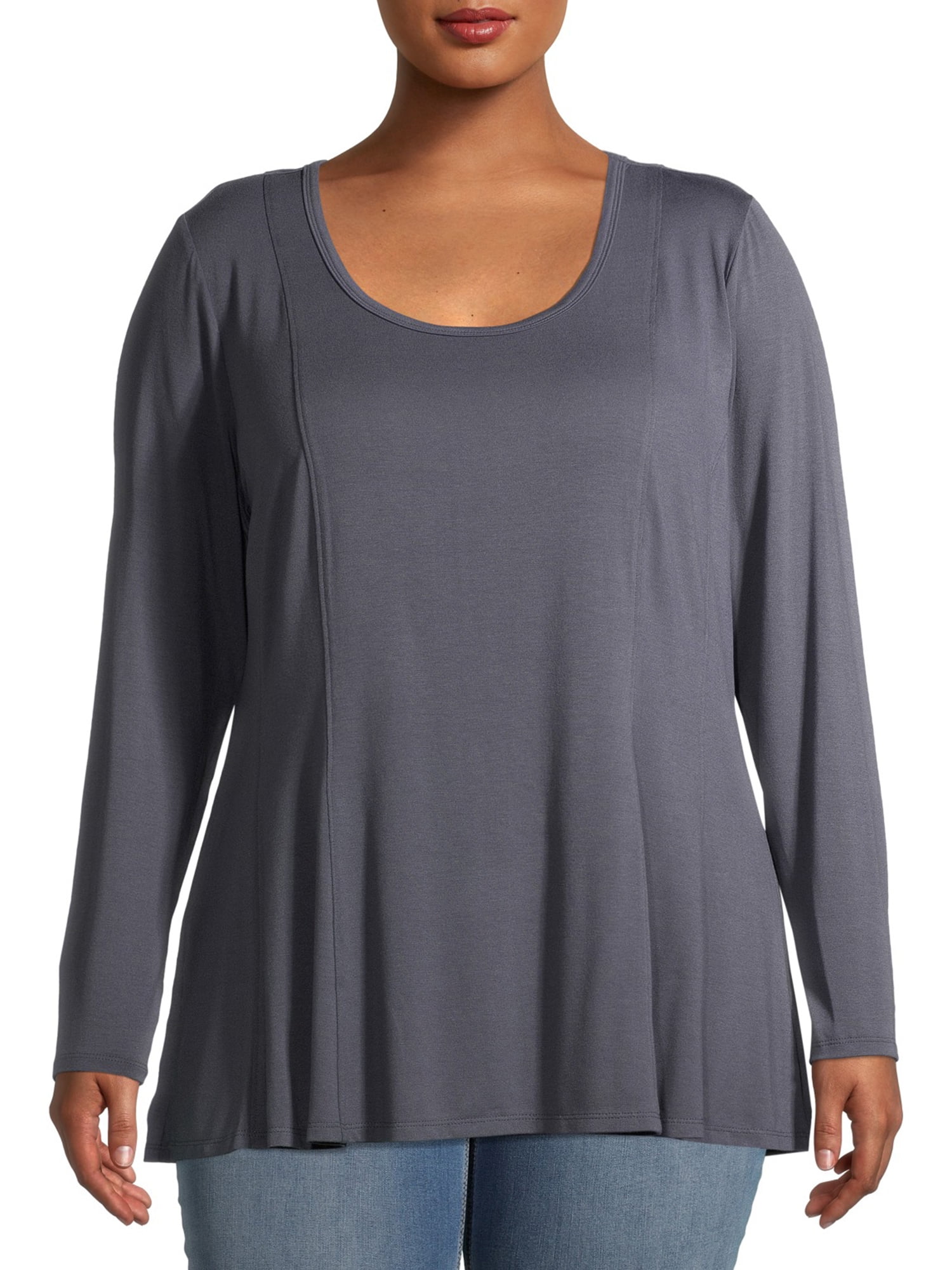 Terra & Sky Women's Plus Size Long Sleeve Swing T-Shirt - Walmart.com