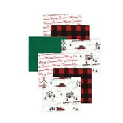 Little Treasure Hudson Baby Cotton Poly Flannel Receiving Blankets 7-Pack, Red Christmas Scene, 30x30 inches