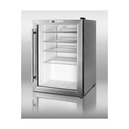 Summit Appliance SCR312LCSS 17 Commercially Approved Compact Beverage Center with 2.5 cu. ft. Capacity 4 Adjustable Chrome Shelves Automatic Defrost and Lock in Stainless