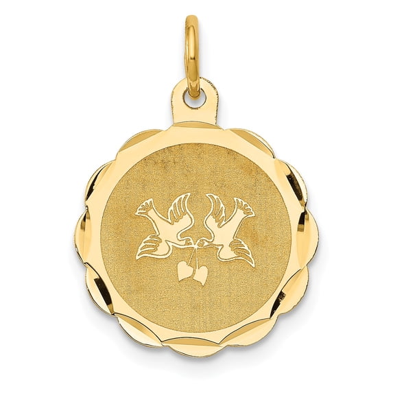 14k Love Birds Disc Charm in 14k Yellow Gold