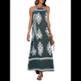 thumbnail image 3 of Vestido de Verano para Mujer 2025, Estampado Floral, Tirantes Finos, Holgado, Estilo Bohemio, para Playa y Vacaciones Verde S, 3 of 9