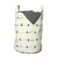 thumbnail image 1 of Floral Laundry Bag, Horizontal Streaks Ornamented Cornflowers on Ivory Toned Background, Basket with Handles Drawstring Closure for Laundromats, 13" x 19", Ceil Blue and Olive Green, by Ambesonne, 1 of 4