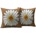 thumbnail image 2 of Brown Spring Daisy Pillow Covers 18x18 Set of 2 Cute Floral Summer Outdoor Decorative Throw Pillows Farmhouse Flower Pillowcases Linen Cushion Case Decor for Home Sofa Couch Bed, 2 of 6