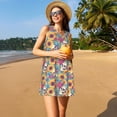 thumbnail image 3 of Fotbe colorful Skull sunflower Vestido de Verano sin Mangas para Mujer – Vestido Midi Línea A, Estilo Camiseta Floral, Vestido Playero Casual y Fluido, 3 of 7
