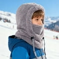 thumbnail image 2 of Youth Bear Ear Warm Hat with Integrated Scarf and Face Mask, Winter Outdoor Windproof Ear and Neck Protection for Cold Weather Activities, Skiing, Snow Play, and Hiking Accessories, 2 of 3