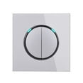 thumbnail image 2 of 2 Gang 1 Way Random Click Push On / Off Wall Light Switch With LED Indicator Tempered Crystal Glass Panel 16A Grey ,Trusted and Reliable, 2 of 4
