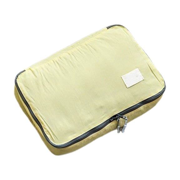 Waterproof Nylon Travel Packing Cubes, Durable Zipper Luggage Organizer Pouches, Space Saving Sorting Storage Bags for Clothes Toiletries Outdoor Business Trip Home Use Yellow B