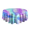 thumbnail image 5 of Colorful Tie Dye Pattern Round Tablecloth 60"x60",Wrinkle Wipeable Table Cloth for Kitchen Dining Room Picnic Patio Party, 5 of 6