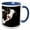 Blue/White, variant on 3drose, Black and White Dairy Cow Painting, 11oz Two-tone Black Mug