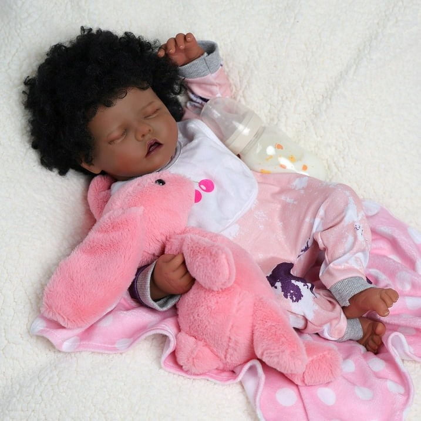 RSG Lifelike Reborn Baby Dolls 17 Inch Baby Dolls African American Real Life Baby Dolls Full Soft Cloth Body Gift Box for Kids Age 3+