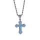 thumbnail image 1 of Collar de cruz de circonita con cadena de acero inoxidable Azul Sunnimix, 1 of 8