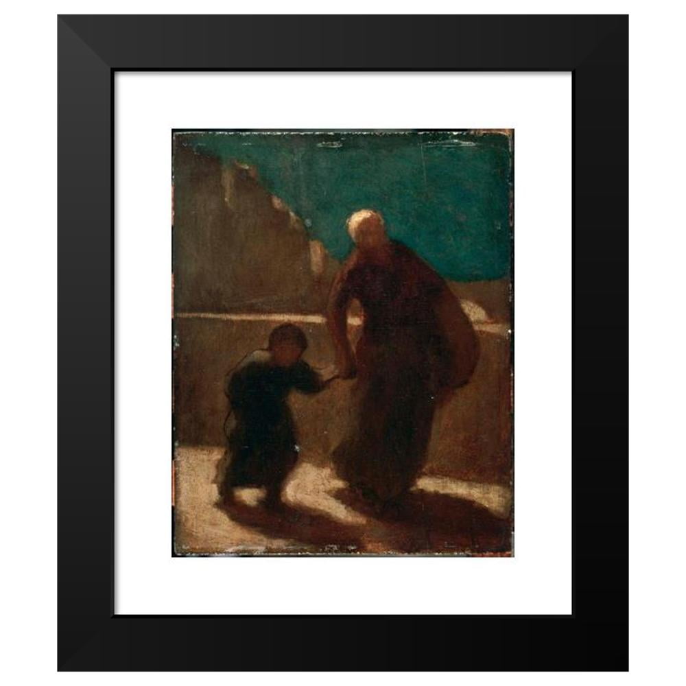 Honoré Daumier 12x14 Black Modern Framed Museum Art Print Titled - On a Bridge at Night