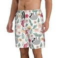 thumbnail image 2 of KLL Cute Cartoon Sloth Men's Casual Summer Beach Shorts Hawaiian Shorts with Pockets-Small, 2 of 5