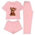 thumbnail image 3 of Dianli 3 Piece Pajama Set Loungewear Women's Short Sleeve Top Shorts And Pants Set Comfortable Cotton Blend Soft Breathable Casual Homewear Sleepwear Gift Set, 3 of 9