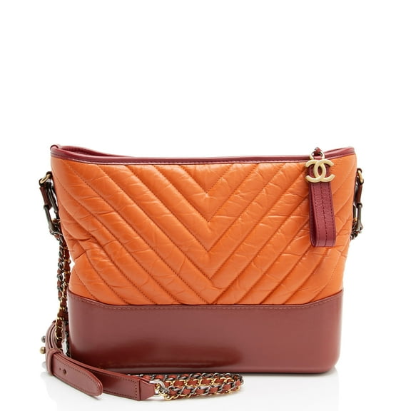 Pre-Owned Chanel Chevron Aged Calfskin Gabrielle Medium Hobo