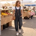 thumbnail image 5 of Dwralegc Denim Jumpsuit for Women Summer Loose Sleeveless Adjustable Strap Bib Overalls Jeans Fashion Distressed Ripped Wide Leg Baggy Vintage Rompers with Pockets Black S, 5 of 7
