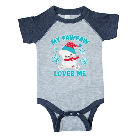 

Inktastic Polar Bear My Pawpaw Loves Me in Santa Hat with Snowflakes Gift Baby Boy or Baby Girl Bodysuit