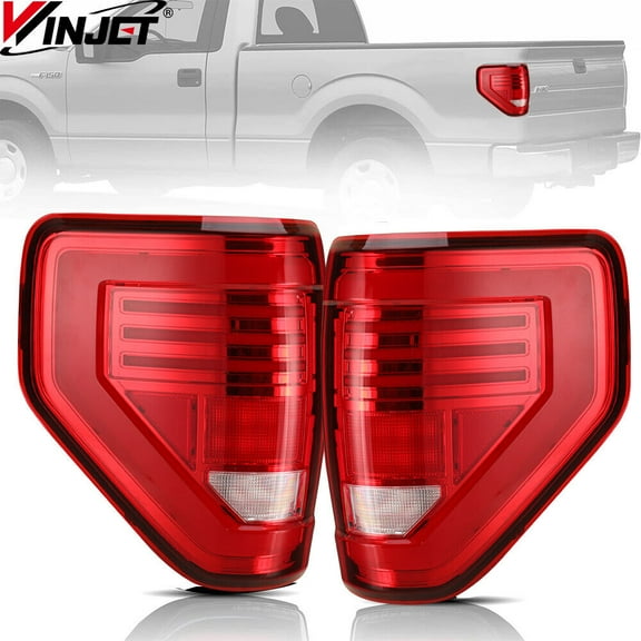For 2009-2014 Ford F-150 Rear LED Brake Tail Lights Lamps LED Sequential Turn Signal Lights Red Lens
