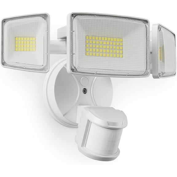 100W LED Motion Sensor Outdoor Lights, Dusk to Dawn Flood Light Outdoor Motion Sensor, Hardwired Security Lights Floodlights Outside 11000LM 6500K Daylight IP65 Waterproof (White)