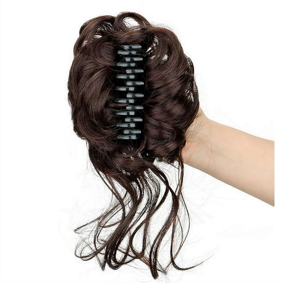 Claw Clip Messy bun,Fake Bun Ponytail Hair Extension Wig for Women, Wavy Curly Hair Bun Clip in Claw Chignon Hairpieces,H-air bun extension Everyday Wear