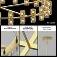 thumbnail image 5 of Modern Gold Crystal Chandelier,48" K9 Crystal Chandeliers for Dining Room Over Table,Wagon Wheel Chandeliers for Dining Room,Living Room,Foyer,Includes 48XG4 Bulbs with LED, 5 of 8
