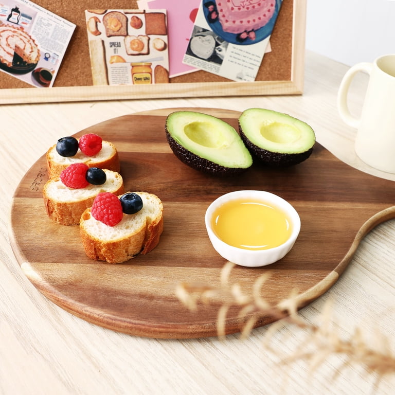 Hecef 12-Inch Round Acacia Wood Charcuterie Board with Handle photo 4