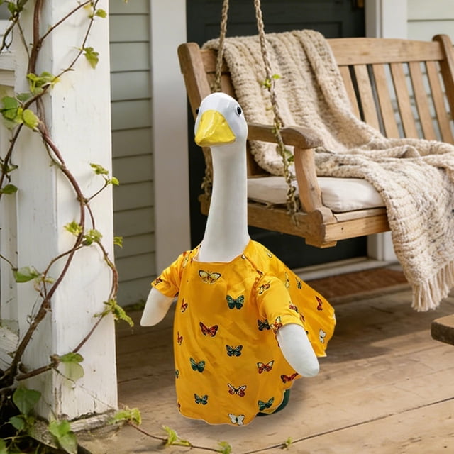 EGNMCR Home Decor, Room Decor, Wall Decor Spring Summer Idyllic Gooses Outfits Gooses Statue Patio Dress Patio Gooses Outfits Hat Set For 23In Statue Patio Garden Decoration Polyester Statue