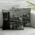 thumbnail image 3 of Heduofu Brooklyn Bridge New York Cityscape Manhattan Skyline Night Cotton Linen Square Throw Waist Pillow Case Decorative Cushion Cover Pillowcase Sofa  White, 3 of 5