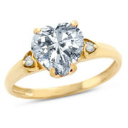 Star K Heart Shaped 8mm Genuine White Topaz Engagement Promise Wedding Ring in 14 kt Yellow Gold Size 8