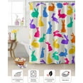 thumbnail image 6 of Easter Shower Curtain Colorful Bunny Shower Curtains for Bathroom Decor Rabbit Bath Curtains Sets for Spring Easter Bathroom Decor Fabric Waterproof Extra Long 72" X 84", 6 of 6