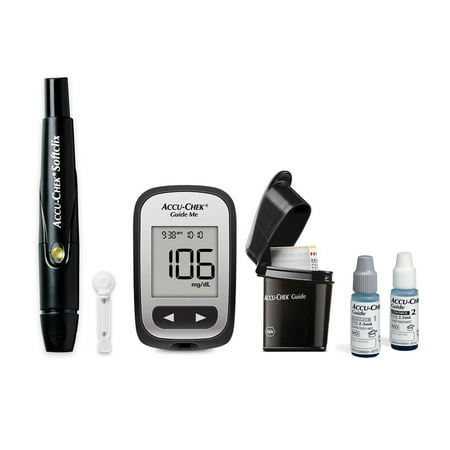 Accu-Chek Softclix Glucose Monitor Kit for Diabetic Blood Sugar Testing: Guide Me Meter, Softclix Lancing Device & 110 Lancets, 100 Guide Test Strips, and Control Solution (Packaging May Vary)