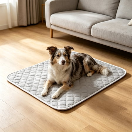 Portable Washable Dog Bed Pad for Crate Sofa Floor Kennel Car Seat Foldable Travel Mat Cool Mat For Dogs for Cats Kittens and Indoor Pet Care for Dogs Puppies and Household Pet Care Gray L