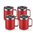 thumbnail image 2 of ALOUFEA Tasse à Café Isolée en Acier Inoxydable 12oz avec Poignée, Gobelet à Double Paroi avec Couvercle Coulissant, Rouge, Lot de 4, 2 of 15