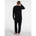 thumbnail image 4 of Joyspun Women's Fleece Lounge and Sleep Pajama Set, 2-Piece Crewneck Top and Joggers, Black Soot, Sizes XS-3X, 4 of 5