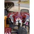 thumbnail image 4 of Outdoor Tablecloth with Umbrella Hole and Zipper, Christmas Gnomes Square Table Cloth 54x54 Inch Waterproof Tablecloth, Buffalo Plaid Xmas Winter Snowflakes Picnic Table Cover for Patio Camping, 4 of 7