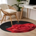 thumbnail image 4 of Red Rose Round Area Rug 3.3Ft Washable Circle Rugs for Dining Room Table, Abstract Spring Flowers Vintage Black Non-Slip Carpet Floor Mats Indoor Outdoor Carpet Runner Aesthetic Home Decor, 4 of 8