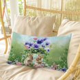 thumbnail image 4 of Spring Easter Pillow Covers, Linen Long Throw Pillow Case, Purple Floral Summer Botanical Ombre Holiday Pillow Protector Decorative Cushion Cover for Living Room/Bedroom 12" x 20", 4 of 8