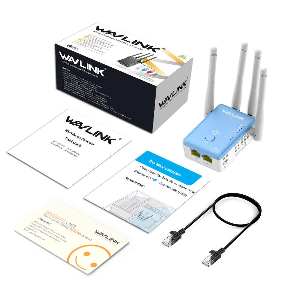Répéteur WiFi AC1200 Double Bande - 4 Antennes, Port Ethernet - Amplificateur De Signal Pour Toutes Box - 5