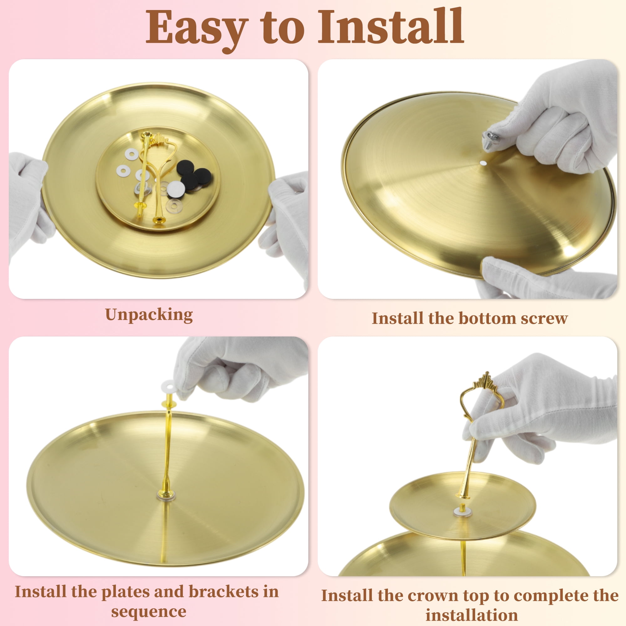 Unique Bargains 2 Tier Dessert Cupcake Stand Holder for Donuts Fruits Gold Tone