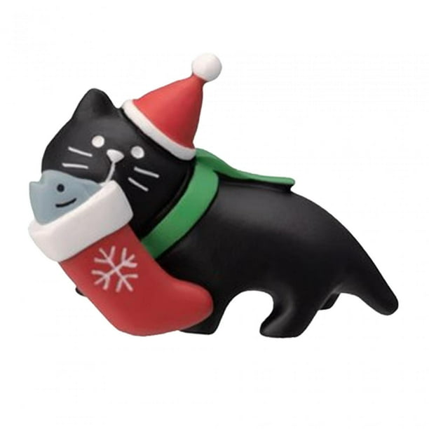 Decoración navideña felina, estatuas de gatos, accesorios para el hogar encantadores - Adornos festivos para tu hogar: Figuras felinas y complementos gato negro