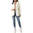 thumbnail image 2 of INSPIRE CHIC Women's Faux Fur Coat Fashion Winter Open Front Jacket Notch Lapel Long Sleeve Fluffy One Button Coat XL Beige, 2 of 6