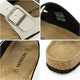 thumbnail image 7 of VENECORE Verano Women's Cork Footbed Sandals Summer Comfortable Cushioned Slide Flat Slip-on, Stone, US 9M, 7 of 7
