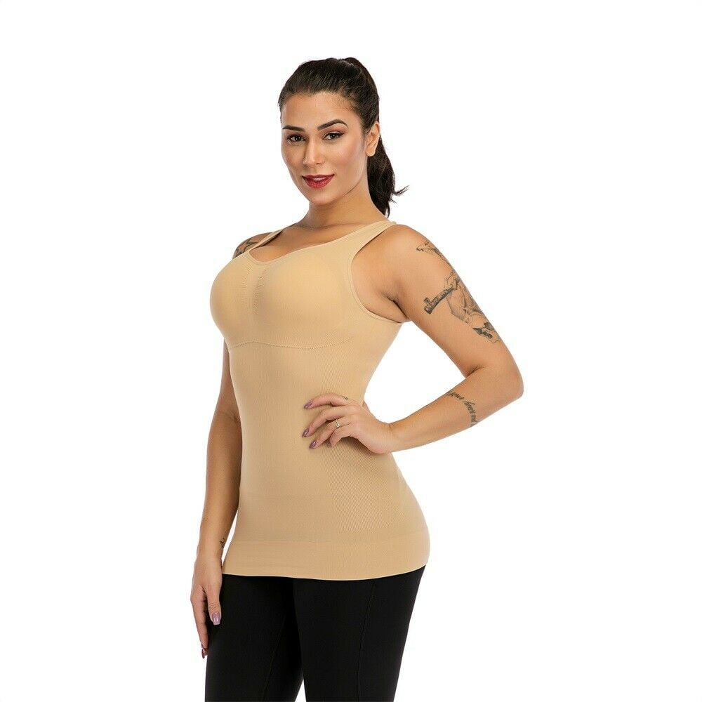 Shapewear Tank Top Cami Shaper with Built-in Removable Bra Pads Tummy  Control Camisole Body Shaper for Women 