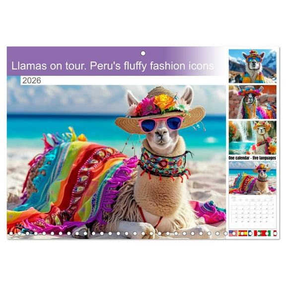 Llamas on tour. Peru's fluffy fashion icons (Monthly Wall Calendar 2026 16.5 x 23.4 (open)), CALVENDO 14 Month Calendar